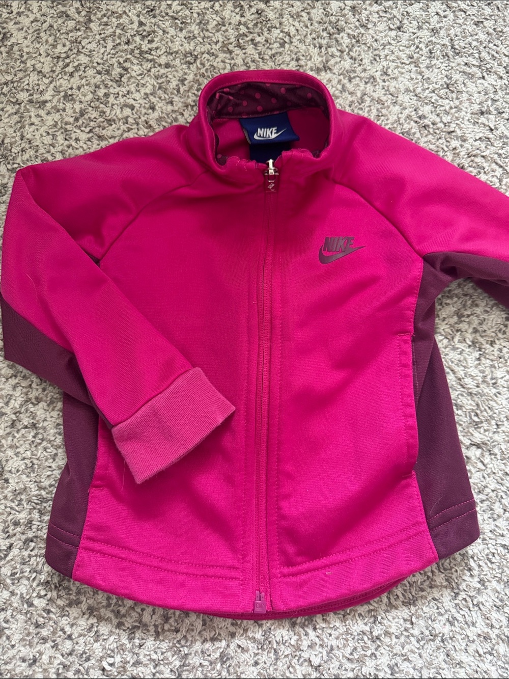 Nike Girls' Bright Pink and Maroon Zip Jacket